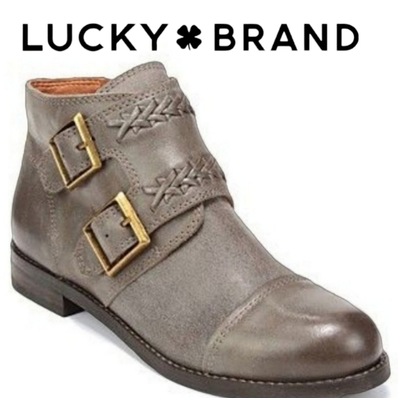 Lucky Brand Shoes - Lucky Brand Daker Grey Ash Leather Ankle Bootie 7M